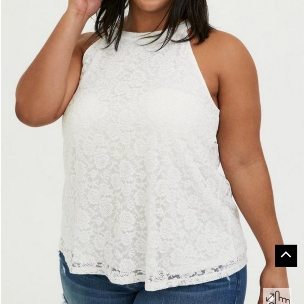 Torrid White High Neck Tank Sz 1 - Picture 2 of 11